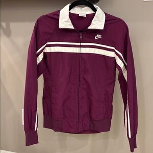 Vintage Nike Sportswear Burgundy Track Jacket Women's Size Medium Retro